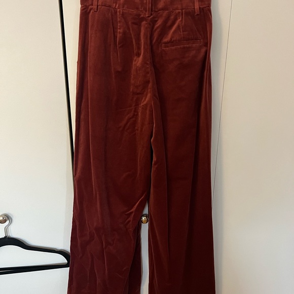 Banana Republic Veluro Velvet Wide Leg Trousers Red Size 4 - Regular 31” Inseam - Picture 4 of 7